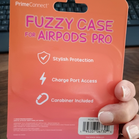Fuzzy Case for AirPods Pro - Pink and Orange - Picture 2 of 2